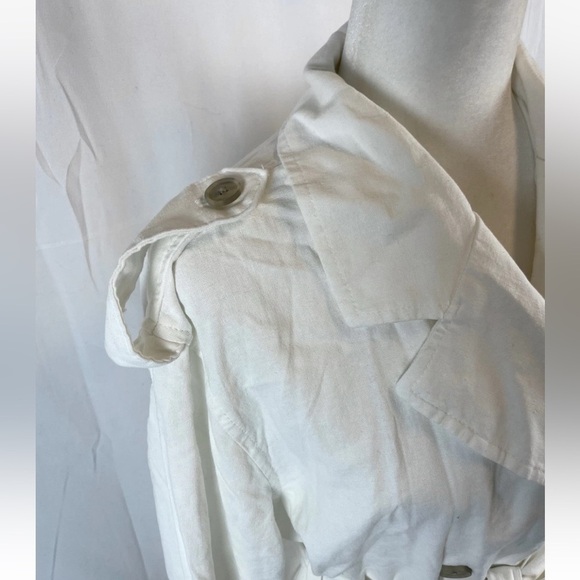 A New Day white belted long trench coat NWT linen blend Woman’s size M classic - Picture 6 of 14